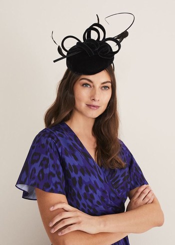 Phase Eight Velvet Pillbox Fascinator Hats Black Australia | NJ9421578